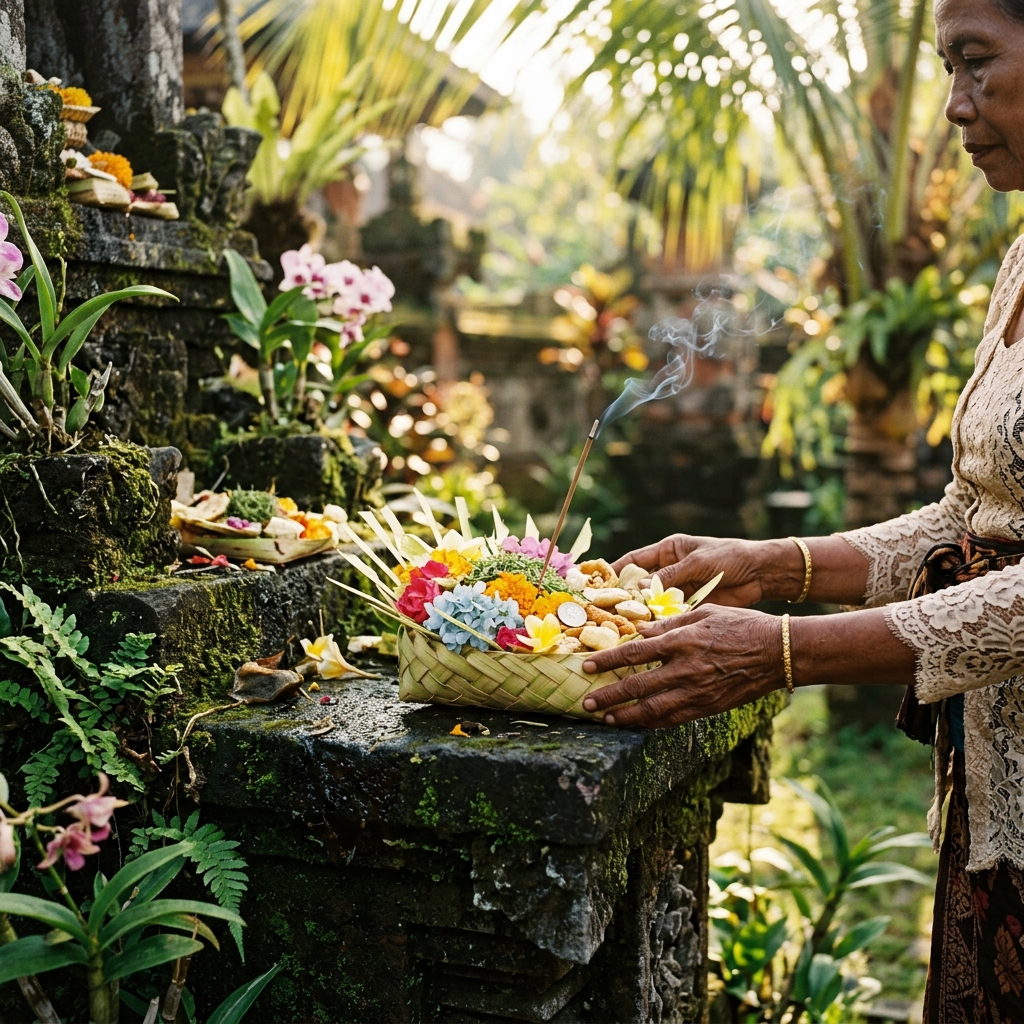 Создание подношения Canang Sari